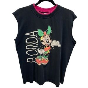 Vintage Velva Sheen Florida Disney Minnie Mouse Tank Top Adult L Unisex Black